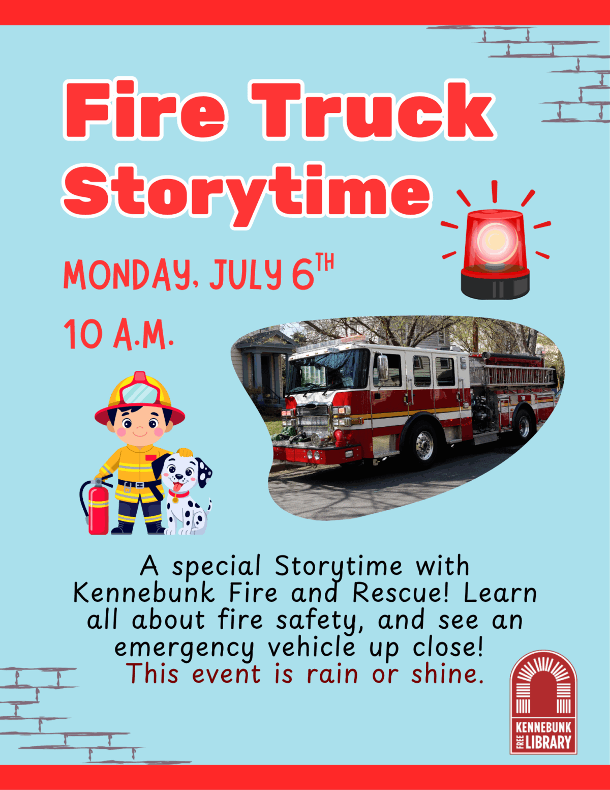fire truck storytime (flyer) (real estate flyer)