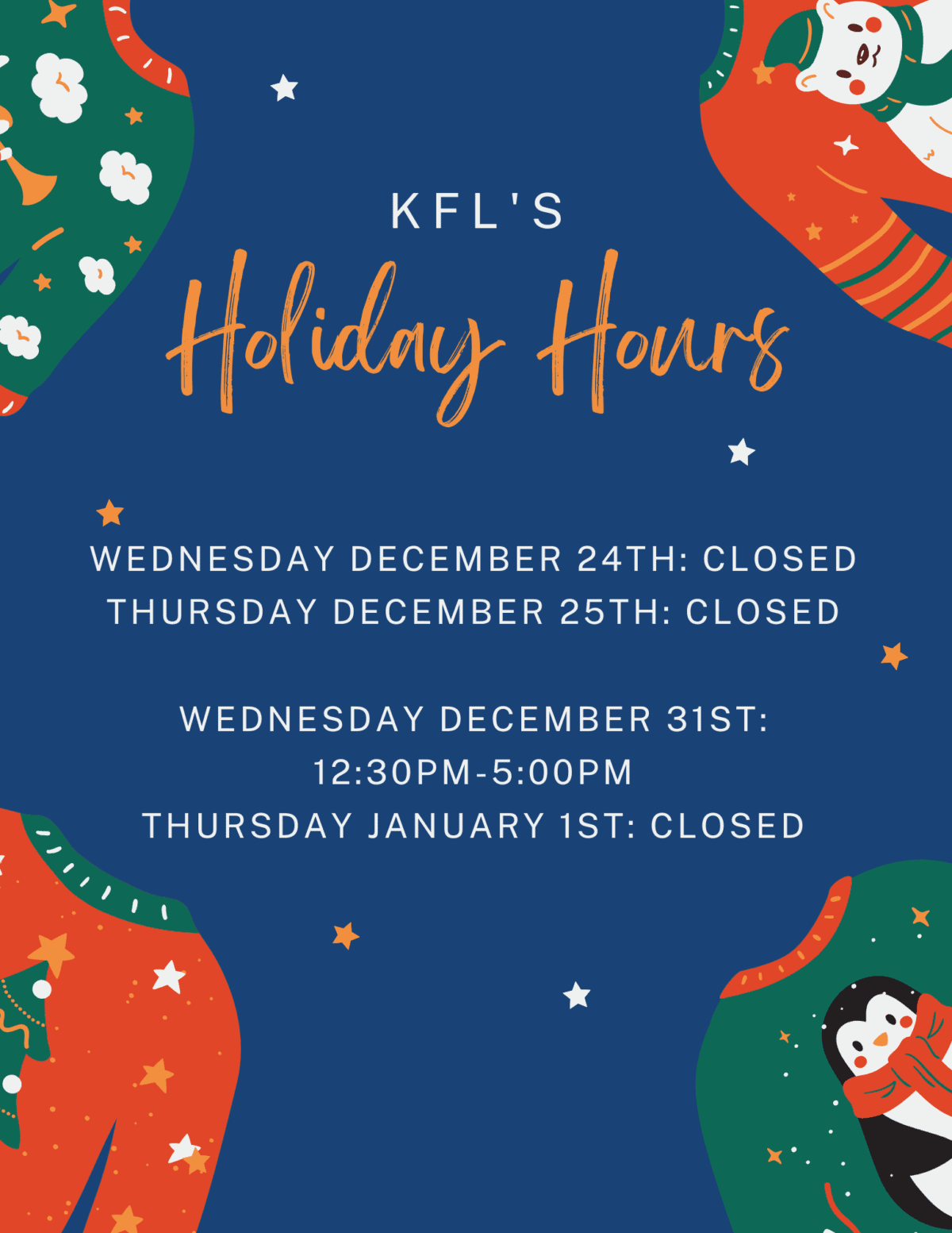 holiday hours flyer