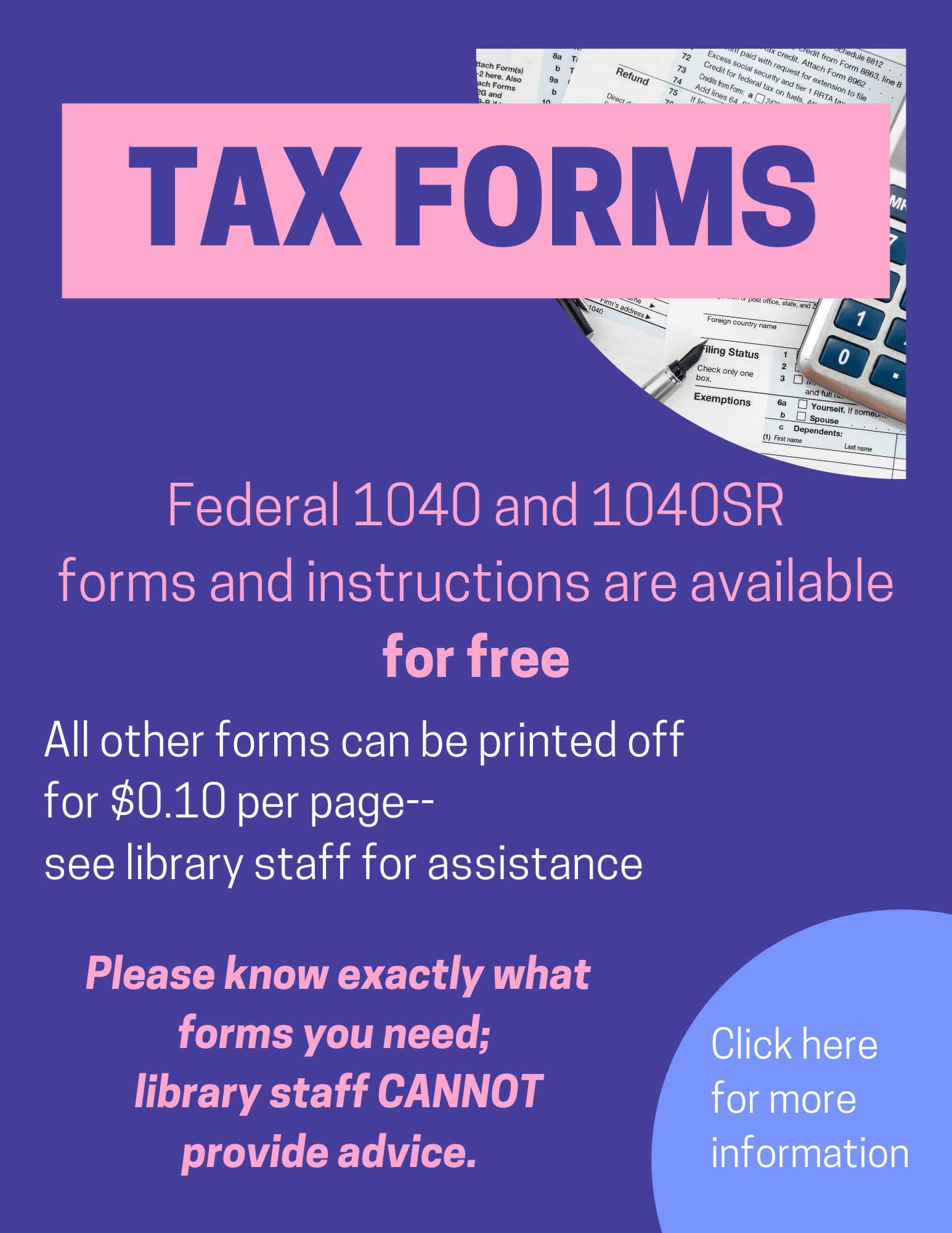 Tax Forms Help flyer